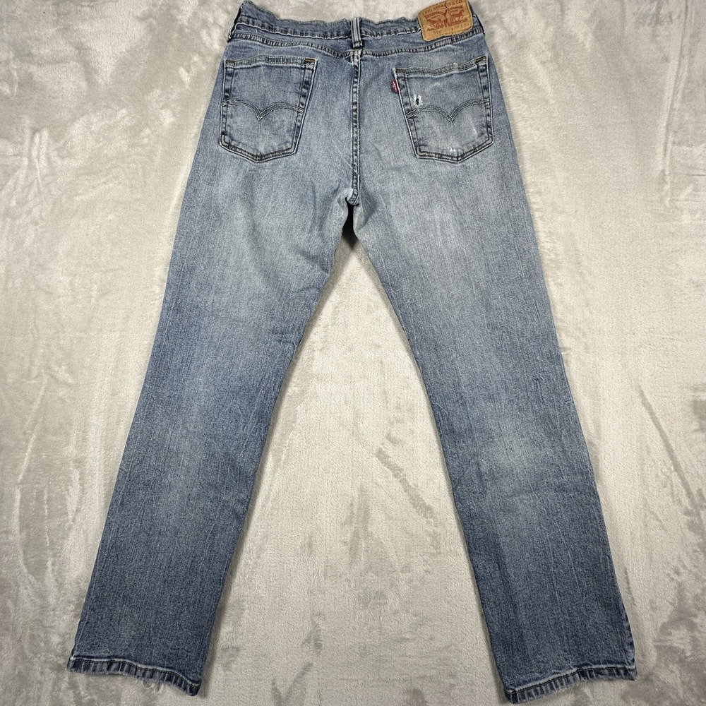 Levi's 514 Straight Fit Jeans Mens 32x30 Blue Denim Distressed Casual Classic - Picture 3 of 13